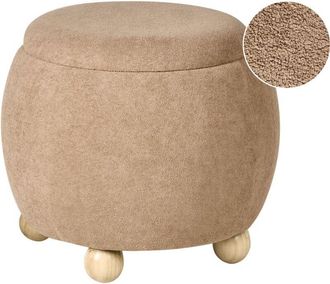 Beliani Puf Elegante Con Espacio De Almacenaje Reposapi&eacute;s Tapizado De Boucl&eacute; Sala De Estar Dormitorio Marr&oacute;n Claro Annabella