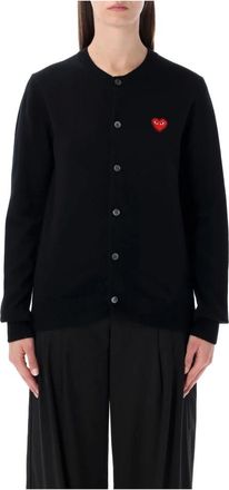 Comme Des Gar&ccedil;ons Cardigan Ronde Kraag Kristallen Hart - Dames - Vesten - Zwart - S - Wol - Truien & Vesten
