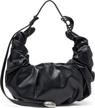 Diesel Zwarte Schoudertas met Oval-D Detail - Dames - Schoudertassen - Zwart - ONE Size - Tassen