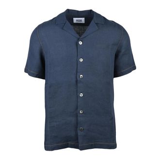 Alpha Studio Short Sleeve Shirt - Heren - Korte mouwen Overhemden - Blauw - S - Linnen - Overhemden