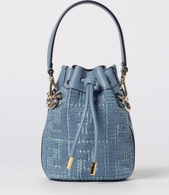 Fendi Borsa a secchiello mini Mon Tresor in rafia con monogramma FF