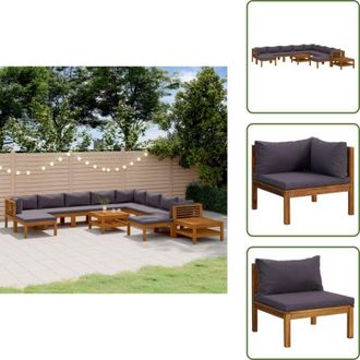 vidaXL The Living Store Set Divani da Giardino 12 pz con Cuscini in Massello di Acacia - Sedute da esterno
