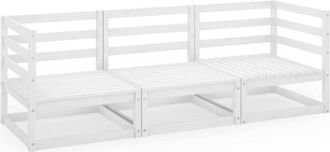 vidaXL Sof&aacute; De Jard&iacute;n 3 Plazas Blanco Madera Maciza Pino Vidaxl