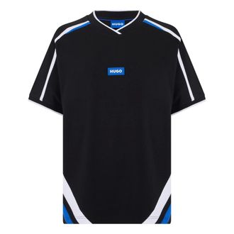 HUGO BOSS Hugo, Training T-Shirts, male, Black, Size: XS Regular Fit Cotton T-Shirt