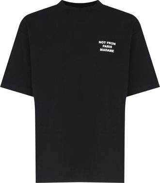 Dr&ocirc;le de Monsieur Le T-Shirt Slogan - Heren - Tops - Zwart - Maat: S Katoen