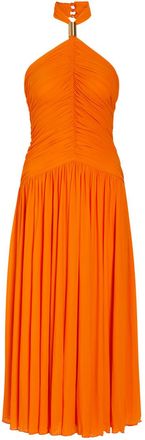 Ronny Kobo Wrenley Ruched Tissue Jersey Midi Dress - Orange - S (UK8-10 / S)