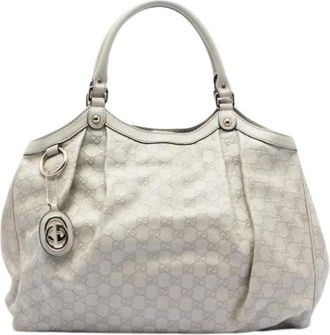 Gucci Pre-owned Handbags, female, White, Size: ONE SIZE Pre-owned Sukey Tote Bag