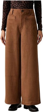 DKNY Pantalones anchos de tiro alto - Trousers - Mujer - Marr&oacute;n - 2XL