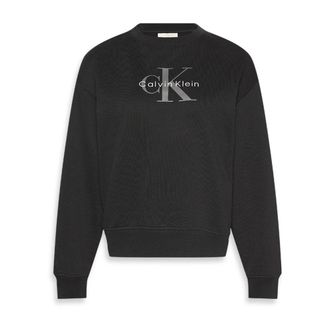 Calvin Klein Jeans LS Monologo French T - Dames - Sweatshirts - Zwart - XS - Katoen - Hoodies & sweatvesten