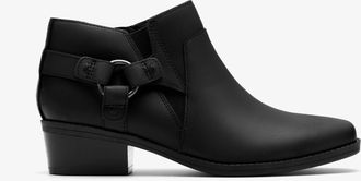 Clarks Womens Danyelle Gema Black Oily Leather Boots - Size 5.5 Wide Fit (UK Shoe)