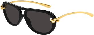 Bottega Veneta Zwart/Grijs Zonnebril Bv 1418S - Dames - Zonnebrillen - Zwart - 58 MM - Accessoires