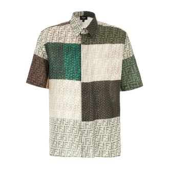 Fendi Short Sleeve Shirts, male, Multicolor, L, Camicie Short Sleeve Shirt