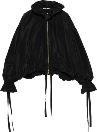 Vivetta Light Jackets, female, Black, S, Black Ruffled Cuffs Zip Jacket