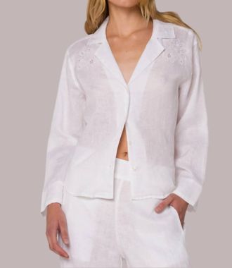 Velvet Heart Lyons Linen Button Down Shirt In Optic White