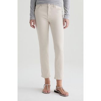 AG - Adriano Goldschmied Mari Mid Rise Slim Straight Leg Crop Jeans in Pumice at Nordstrom, Size 30