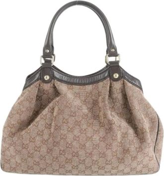 Gucci Pre-owned Handbags, female, Brown, Size: ONE SIZE Pre-owned Canvas Handbag