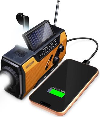 OEM Radio Meteorol&oacute;gica Port&aacute;til De Emergencia Con Bater&iacute;a De 2000 Mah Recargable Mediante Panel Solar, Manivela, Pilas O Usb Am/fm, Linterna Led, Sos Car
