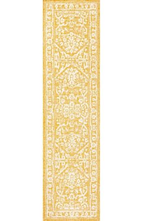 Jonathan Y Designs Malta Bohemian Medallion Textured Weave Indoor/Outdoor Area Rug in Yellow/cream at Nordstrom, Size 4Ft 0In X 6Ft 0In