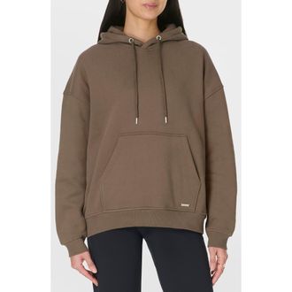 Sweaty Betty Premium Brushed Cotton Fleece Hoodie in Dark Timber Brown at Nordstrom, Size Xx-Large