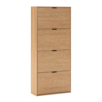 HOMN Mueble zapatero 4 puertas color roble, para 24 pares