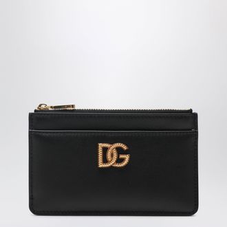 Dolce & Gabbana Calfskin leather card holder with DG logo in black