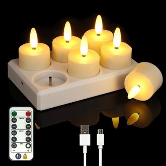 OEM Velas De T&eacute; Recargables Sin Llama, Peque&ntilde;as Velas Votivas De 3,8 X 5 Cm (1,5 X 2) Que Funcionan Con Pilas Y Tienen Estaci&oacute;n De Carga Usb Velas Led El&eacute;