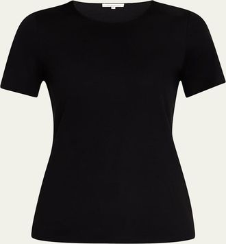 Lafayette 148 New York Ribbed Crewneck Cotton T-Shirt