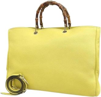 Gucci Pre-owned Vintage Bamboo Tote Bag - Dames - Vintage Shopper - Geel - ONE Size - Leer - Vintage