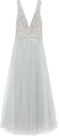 Costarellos Embellished V-neck Tulle Maxi Dress