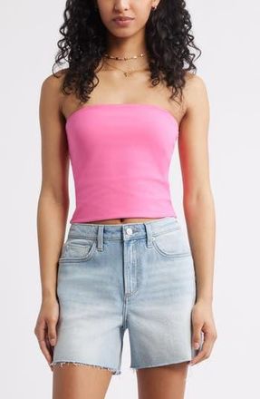 BP. Scallop Trim Tube Top in Pink Butterfly at Nordstrom Rack, Size Small