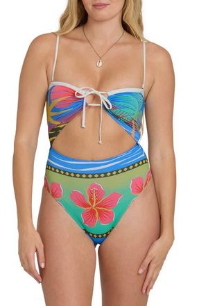 Billabong Midnight Tropics Andrew Cutout High-Leg One-Piece Swimsuit in True Blue at Nordstrom, Size X-Small