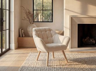 Vente-Unique Poltrona in Tessuto Beige - CASERTA