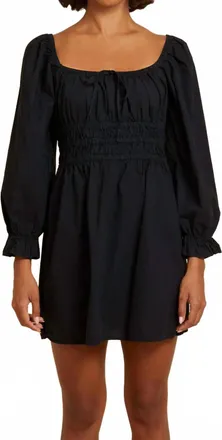 Nation Ltd Marisol Gathered Dress In Jet Black