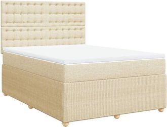 vidaXL Cama Box Spring Con Colch&oacute;n Tela Color Crema 160x200 Cm Vidaxl