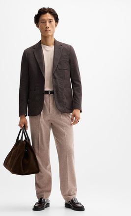 Lindbergh Mens Flannel-like pleated pant Loose fit