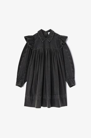 Ganni Black Washed Mini Shirt Dress - Size 10/12 Organic Cotton