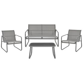 Beliani Beliani - Conjunto De Jard&iacute;n 4 Plazas Con Mesa Industrial De Metal Gris Barrea
