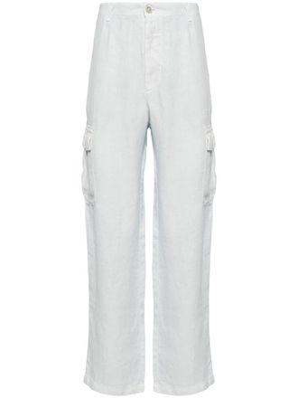 120% Lino linen cargo trousers - men - Linen/Flax - 56 - Blue