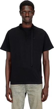 Diesel T-shirt with biker neck strap - T-Shirts - Man - Black