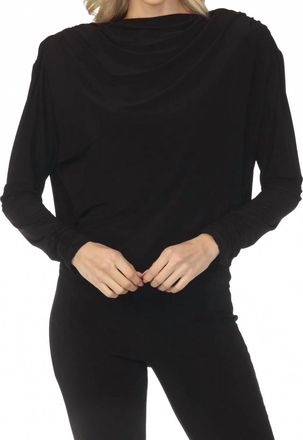 Joseph Ribkoff High Neck Cowl Back Long Sleeve Top In Black