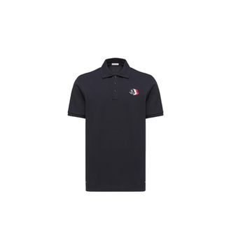 Moncler Moncler Logo Patch Cotton Piquet Polo Shirt, Men, Blue, Size: 3xl