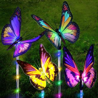OEM Luces Solares Para Jard&iacute;n, 4 Unidades, Luces Solares Led Multicolores Con Forma De Mariposa, Ideales Para Jard&iacute;n, Valla, Patio, Terraza, Jard&iacute;n Y Entr