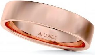 Allurez Flat Comfort-Fit Plain Ring Wedding Band 14k Rose Gold (4mm)
