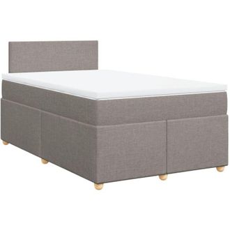 vidaXL Cama Box Spring Con Colch&oacute;n Tela Gris Taupe 120x190 Cm Vidaxl