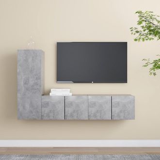 vidaXL Vidaxl - Set Muebles De Sal&oacute;n Tv 3 Pzas Madera Ingenier&iacute;a Gris Hormig&oacute;n