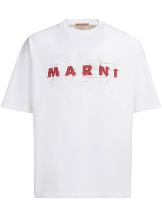Marni logo-print cotton T-shirt - White