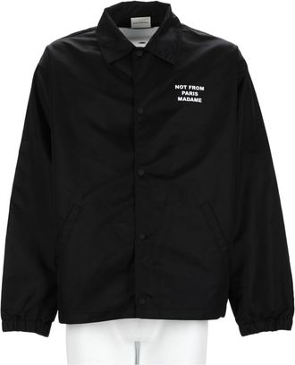 Dr&ocirc;le de Monsieur Slogan Nylon Classic Collar Text Jacket