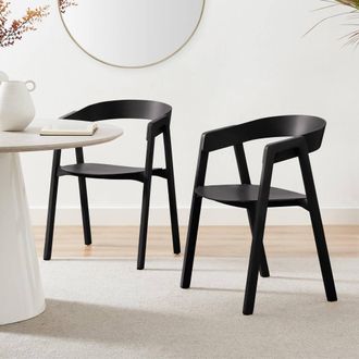 Furniturebox 2x Masa Black Solid Wood Dining Chairs