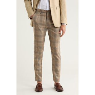T.R. Premium Plaid Straight Leg Trousers in Beige at Nordstrom Rack, Size 38