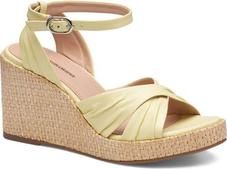 Johnston & Murphy Marcia Ankle Strap Platform Wedge Sandal in Yellow Glove Leather at Nordstrom, Size 8.5